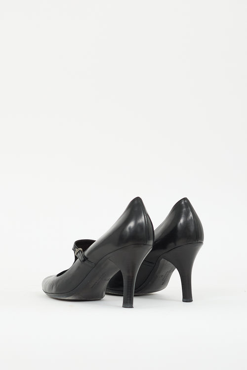 Dries Van Noten Black Leather Mary Jane Pump