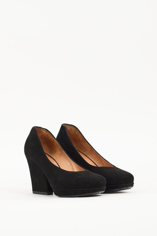 Dries Van Noten Black Suede Block Pump