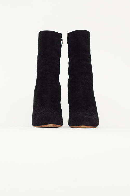 Dries Van Noten Black Suede Embellished Heeled Boot