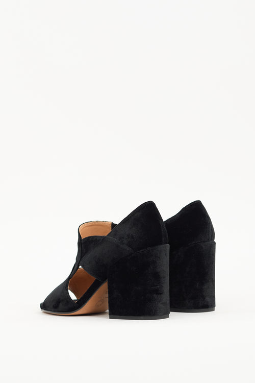 Dries Van Noten Black Velvet Caged Block Heel