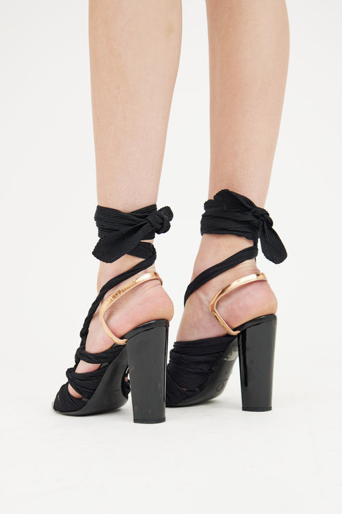 Dries Van Noten Black Bronze Lace Up Pump