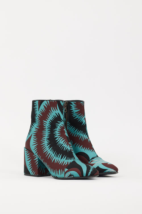 Dries Van Noten Blue 
Multicolour Jacquard Ankle Boot