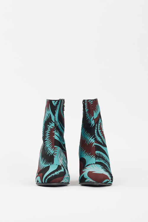 Dries Van Noten Blue 
Multicolour Jacquard Ankle Boot