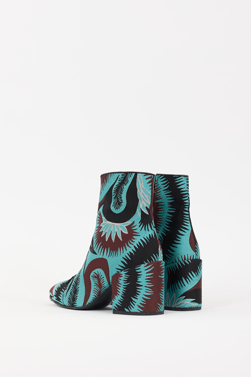 Dries Van Noten Blue 
Multicolour Jacquard Ankle Boot