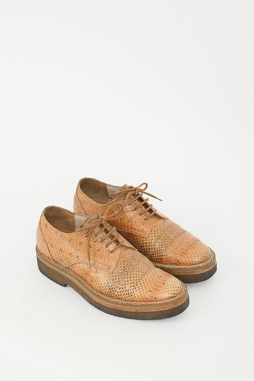 Dries Van Noten Brown Textured Leather Derby