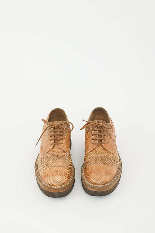 Dries Van Noten Brown Textured Leather Derby