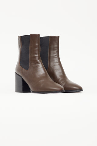 Dries Van Noten Brown 
Black Leather Chelsea Boot