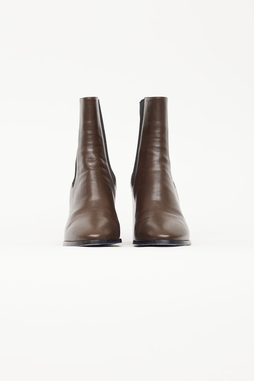 Dries Van Noten Brown 
Black Leather Chelsea Boot