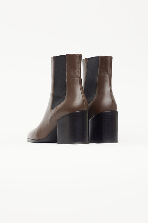 Dries Van Noten Brown 
Black Leather Chelsea Boot