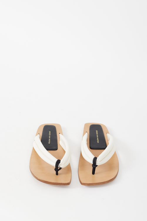 Dries Van Noten White Padded Leather Strap Sandal