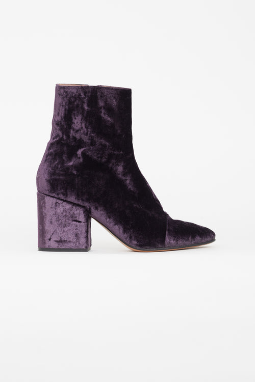 Dries Van Noten Fall 2015 Purple Velvet Boot