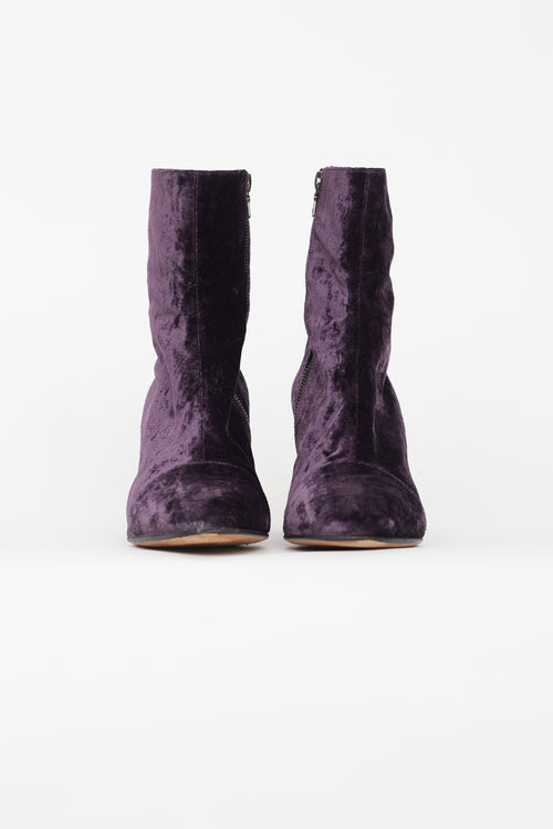 Dries Van Noten Fall 2015 Purple Velvet Boot