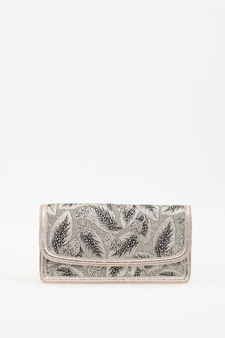 Dries Van Noten Silver 
Gold Leaf Brocade Clutch