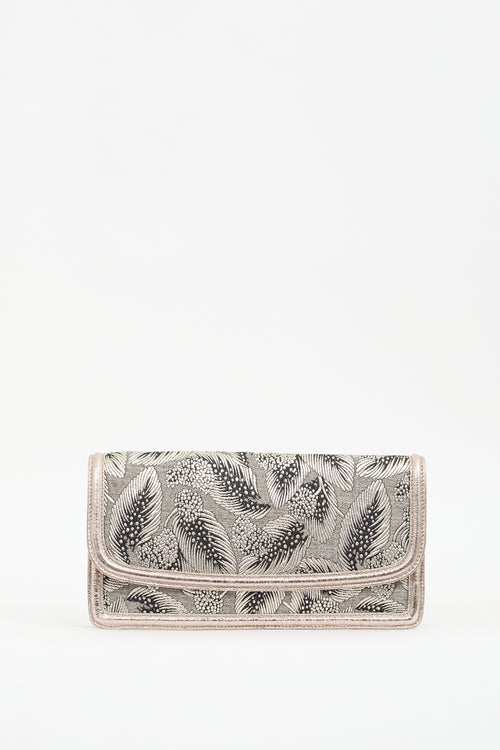 Dries Van Noten Silver 
Gold Leaf Brocade Clutch