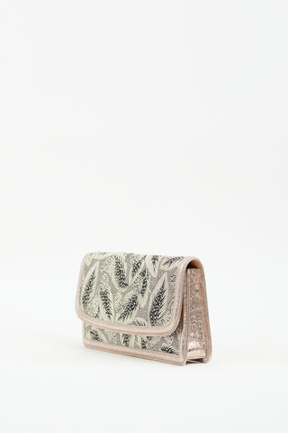 Dries Van Noten Silver 
Gold Leaf Brocade Clutch