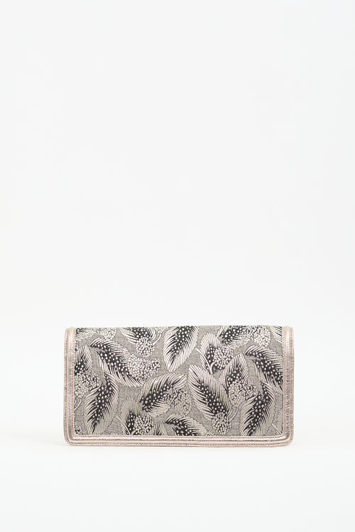 Dries Van Noten Silver 
Gold Leaf Brocade Clutch