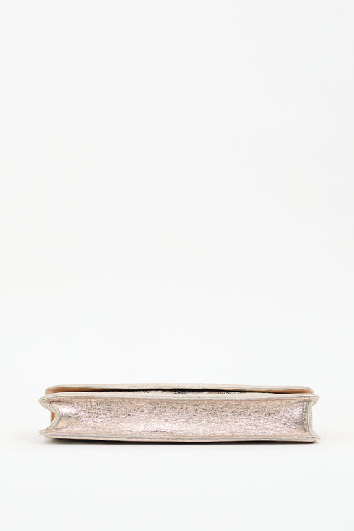 Dries Van Noten Silver 
Gold Leaf Brocade Clutch