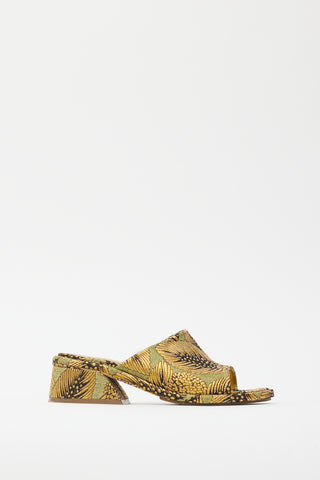 Dries Van Noten Gold 
Green Brocade Sandal