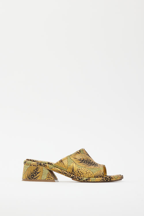 Dries Van Noten Gold 
Green Brocade Sandal