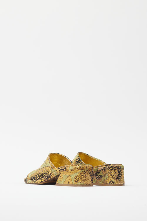 Dries Van Noten Gold 
Green Brocade Sandal