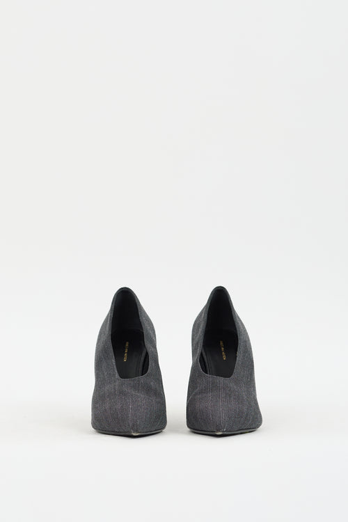 Dries Van Noten Grey Wool Pointed Toe Pump