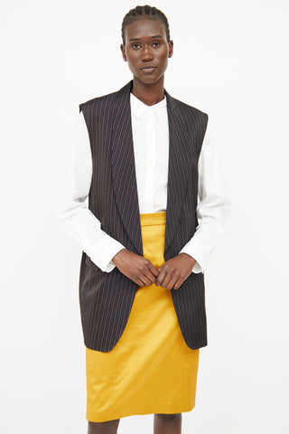 Dries Van Noten Black 
Brown Stripe Vest