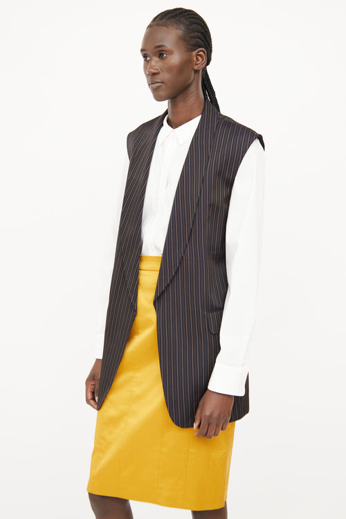 Dries Van Noten Black 
Brown Stripe Vest