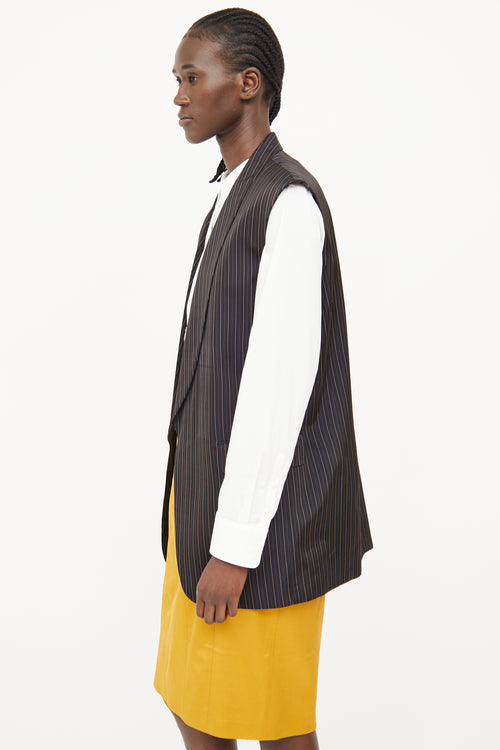 Dries Van Noten Black 
Brown Stripe Vest