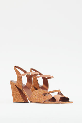 Dries Van Noten Orange Glitter 
Leather Heel