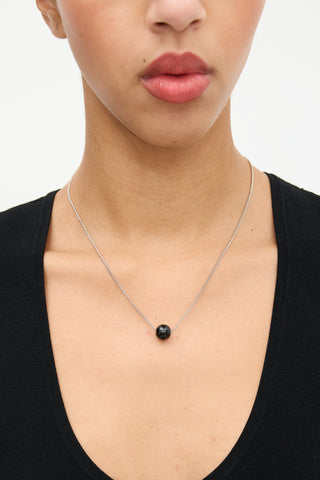 Dries Van Noten Silver 
Black Ball Pendant Necklace