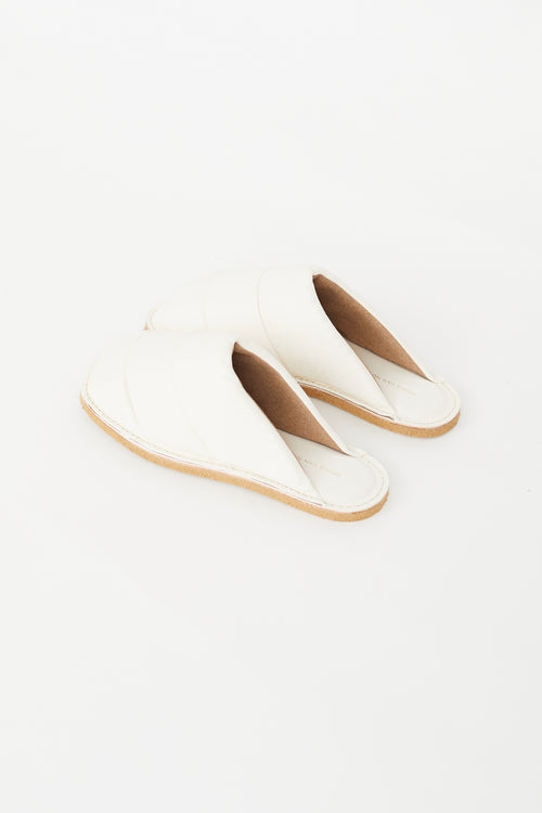 Dries Van Noten White Leather Quilted Slide