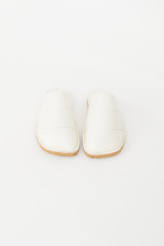 Dries Van Noten White Leather Quilted Slide