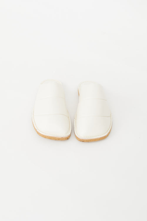 Dries Van Noten White Leather Quilted Slide