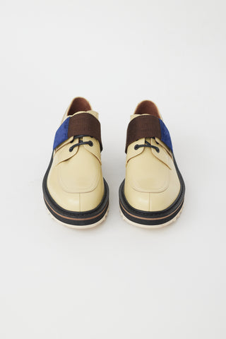 Dries Van Noten Yellow Leather 
Brown Strap Oxford