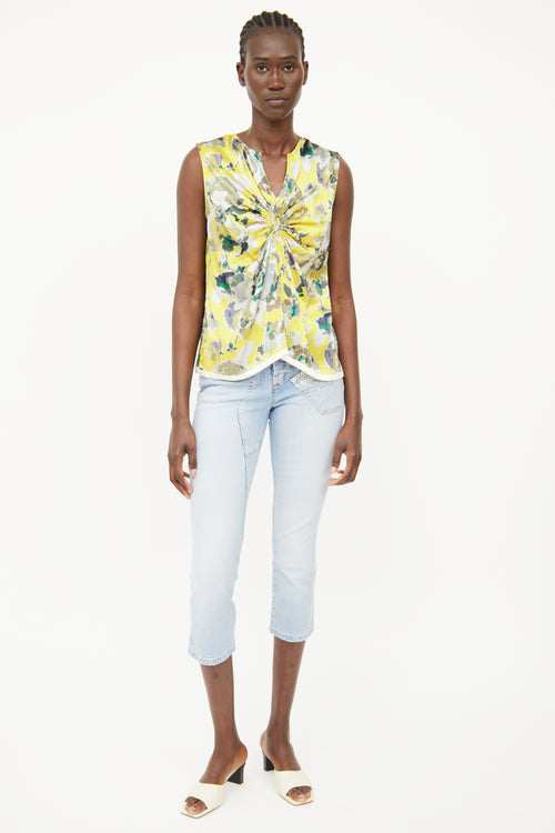 Dries Van Noten Yellow Multi Colour Print Top