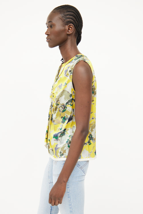 Dries Van Noten Yellow Multi Colour Print Top