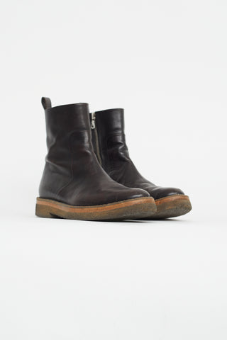 Dries Van Noten Brown Leather Gum Sole Ankle Boot