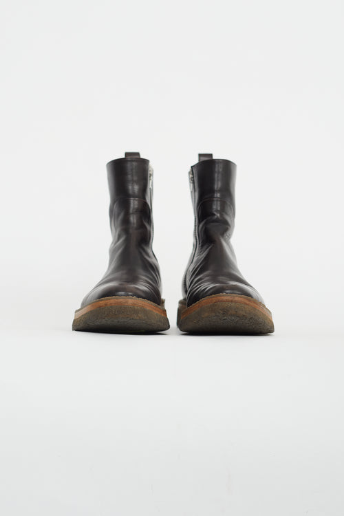 Dries Van Noten Brown Leather Gum Sole Ankle Boot