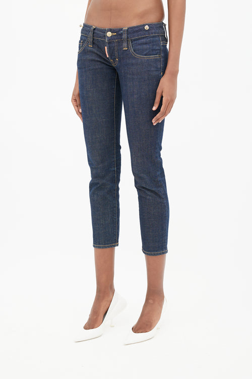 DSquared2 Blue Low Rise Cropped Denim Jeans