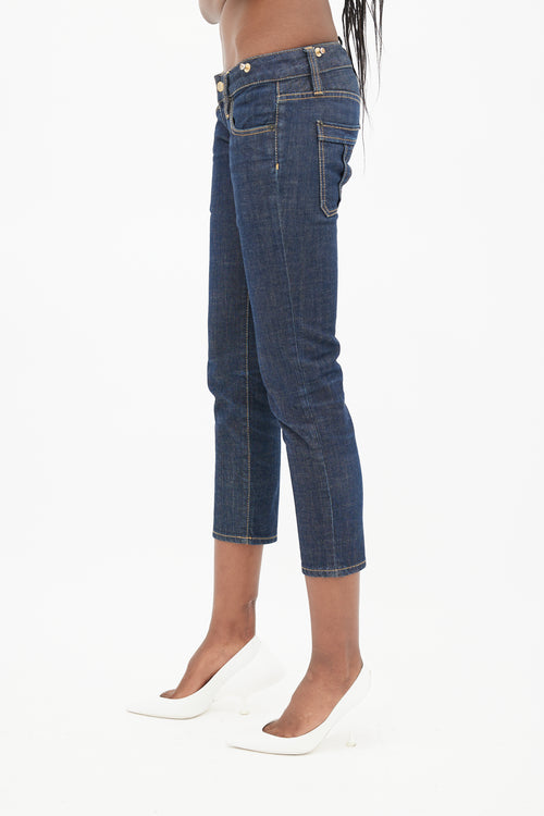 DSquared2 Blue Low Rise Cropped Denim Jeans