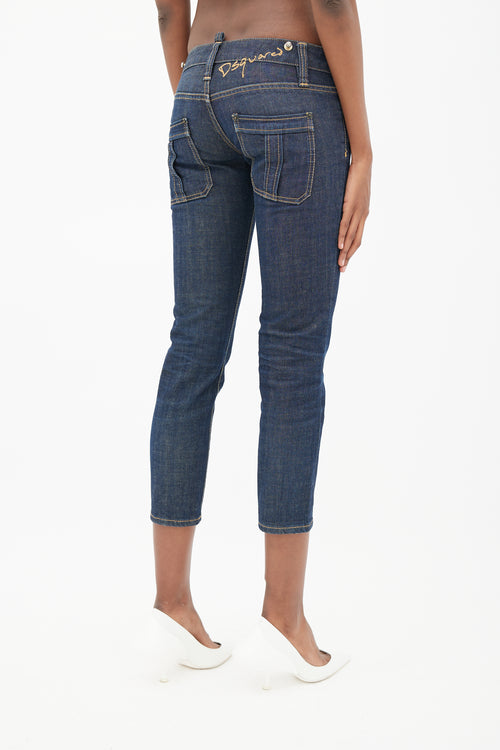 DSquared2 Blue Low Rise Cropped Denim Jeans