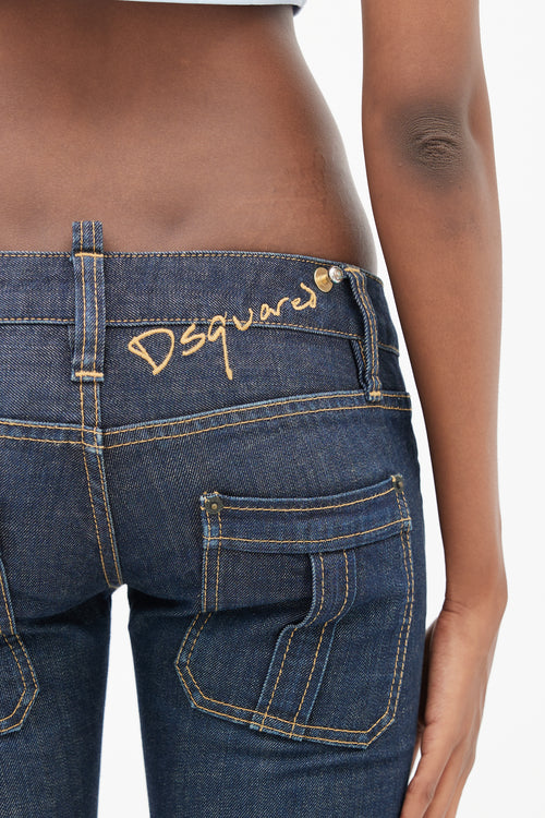 DSquared2 Blue Low Rise Cropped Denim Jeans