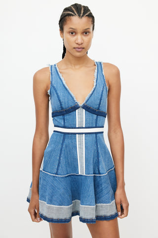 DSquared2 Blue Denim Panelled Distressed Dress