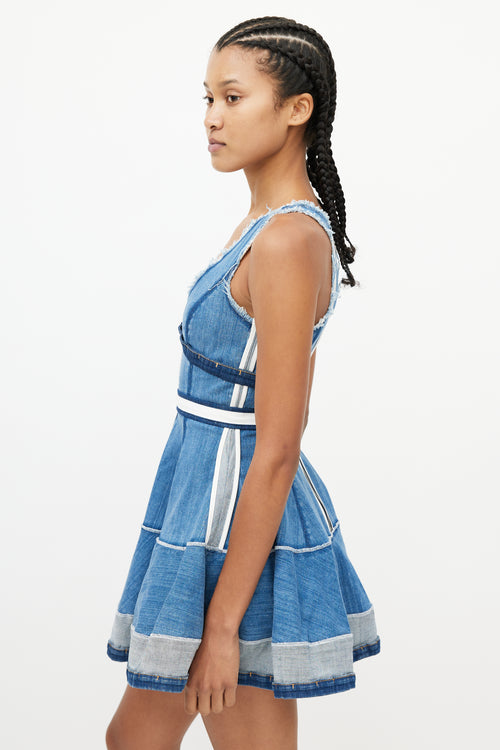 DSquared2 Blue Denim Panelled Distressed Dress