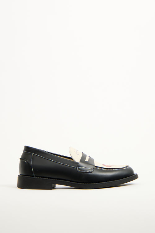 Duke + Dexter Black 
White Leather Wilde Kiss Loafer