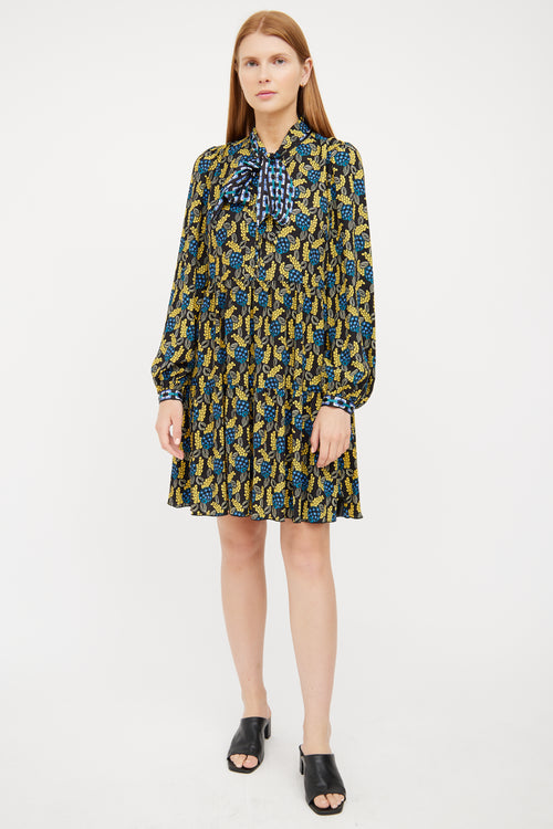 Black 
Floral Tie Collar Dress Diane von Furstenberg