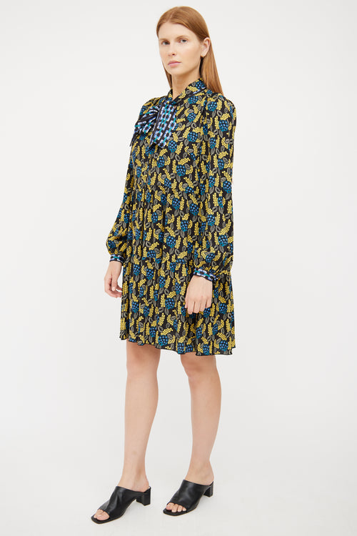 Black 
Floral Tie Collar Dress Diane von Furstenberg