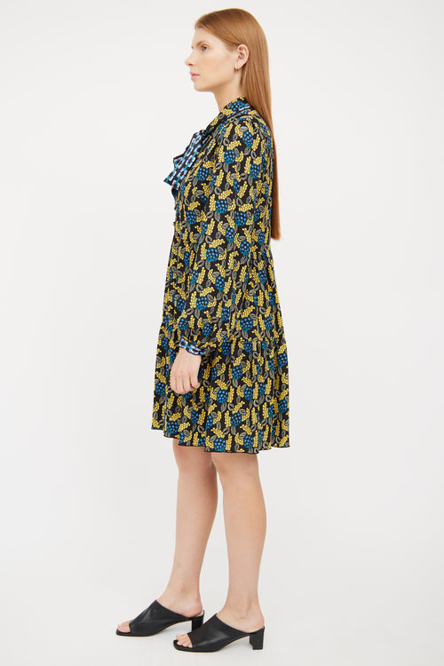 Black 
Floral Tie Collar Dress Diane von Furstenberg