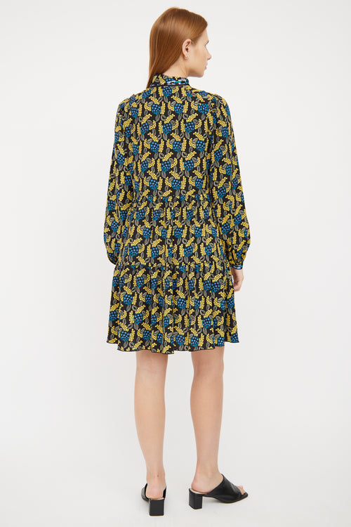 Black 
Floral Tie Collar Dress Diane von Furstenberg