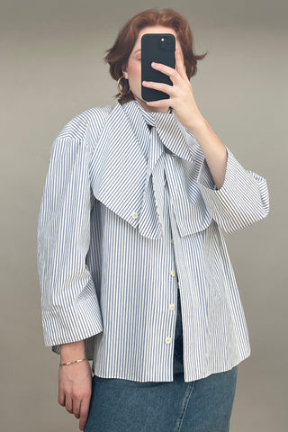 White 
Blue Pinstripe Jacob Flap Shirt